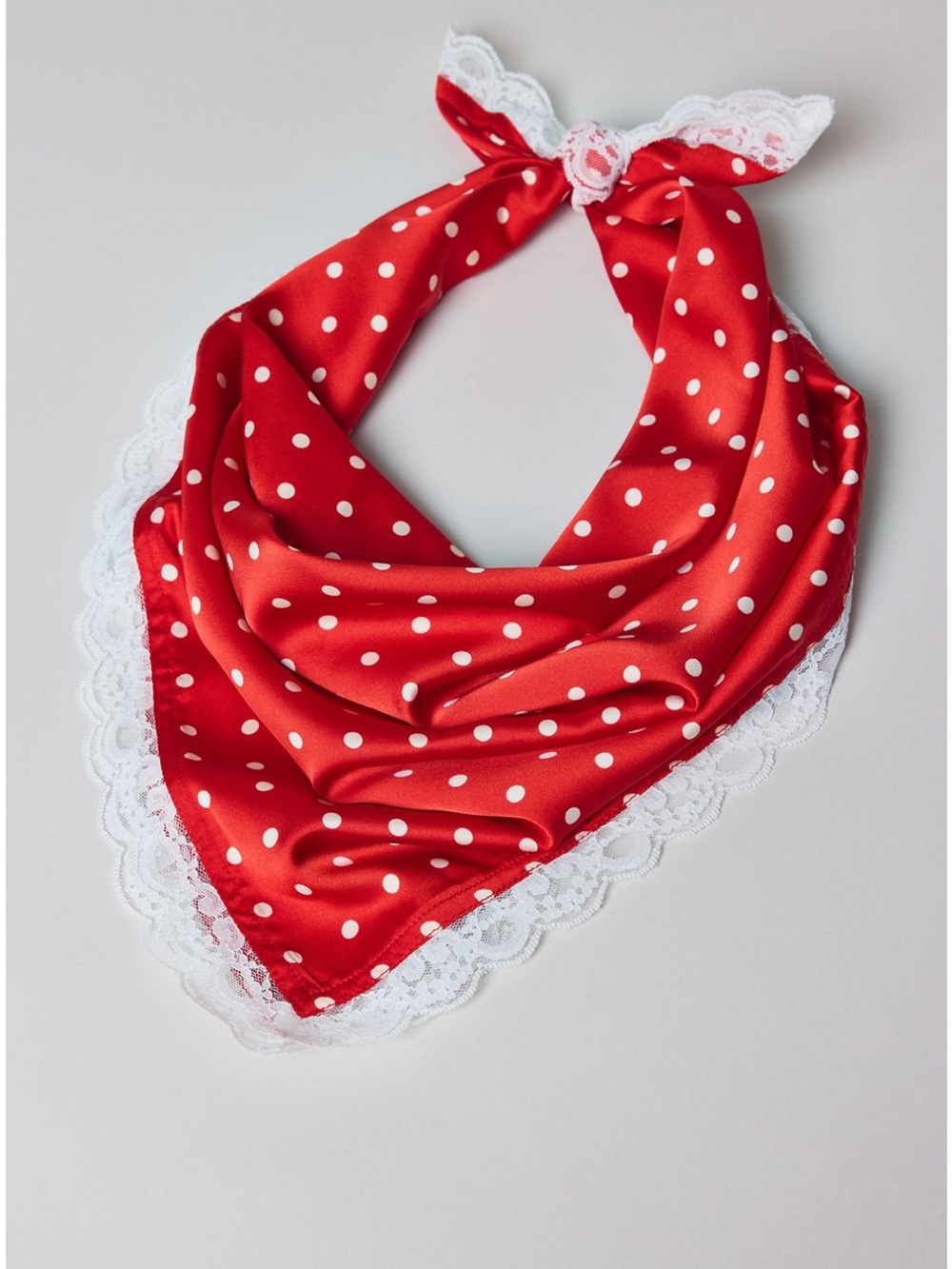 For Love & Lemons X UO Red + White Polka Dot Scarf | Lace Trim | OS | NWT